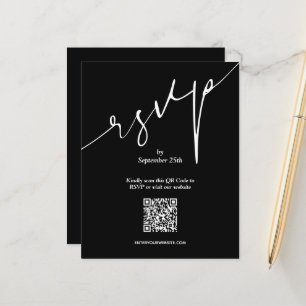 Simple QR Code Wedding Black LARGE Enclosure Card