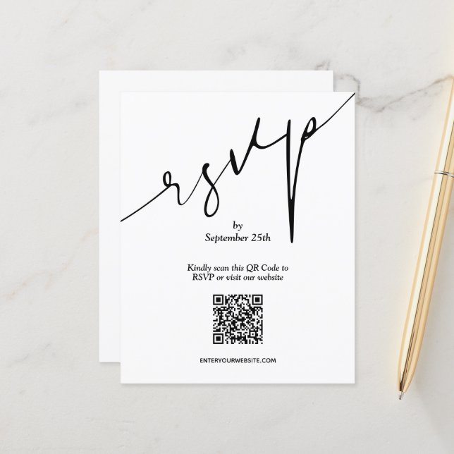 Simple QR Code Wedding LARGE Enclosure Card (Front/Back In Situ)