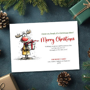 Simple Quirky Reindeer Merry Christmas Card