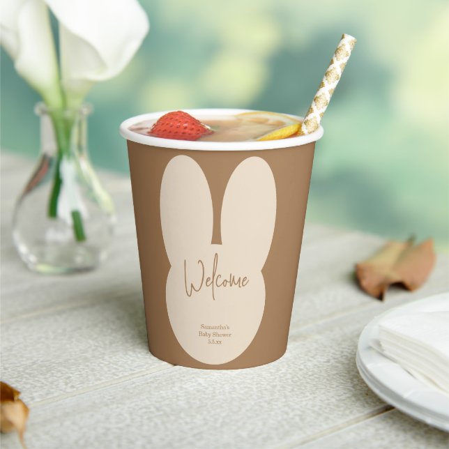 Simple Rabbit baby shower Welcome Paper Cups (Insitu)