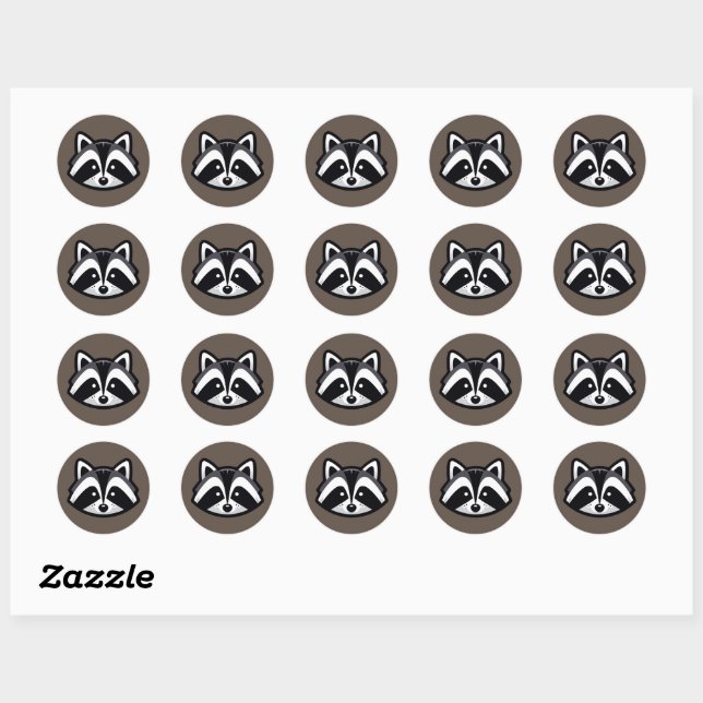 Simple Racoon Design Classic Round Sticker (Sheet)
