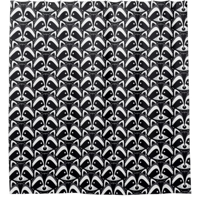 Simple Racoon Design Shower Curtain (Front)