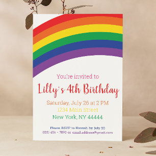Simple Rainbow Party Invitation, Rainbow Birthday Invitation