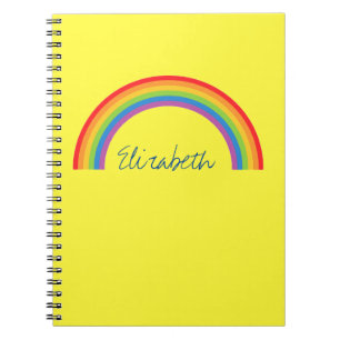 Simple Rainbow Personalised Yellow Notebook