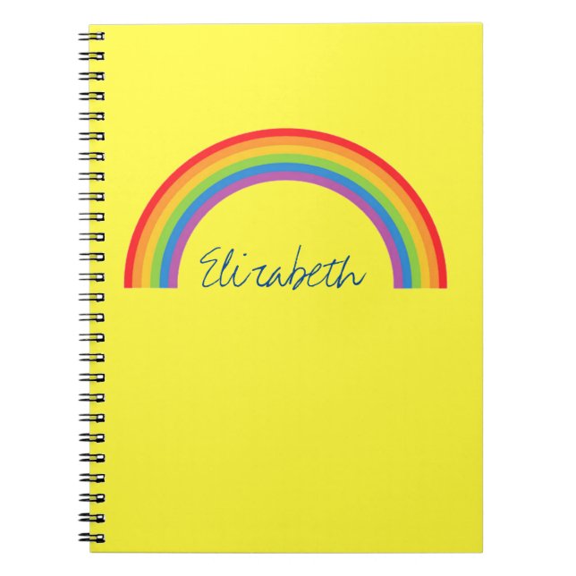 Simple Rainbow Personalised Yellow Notebook (Front)