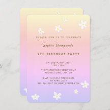 Simple Rainbow Trendy Daisies Girl Birthday Party