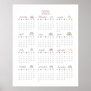 Simple Rainbows 2025 Calendar Poster