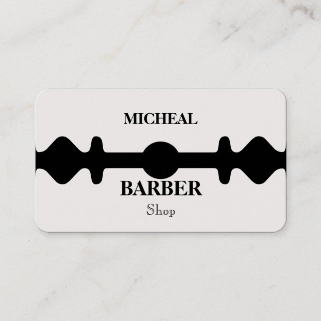 Simple Razor Gold Blade Barber Business Card (Front)