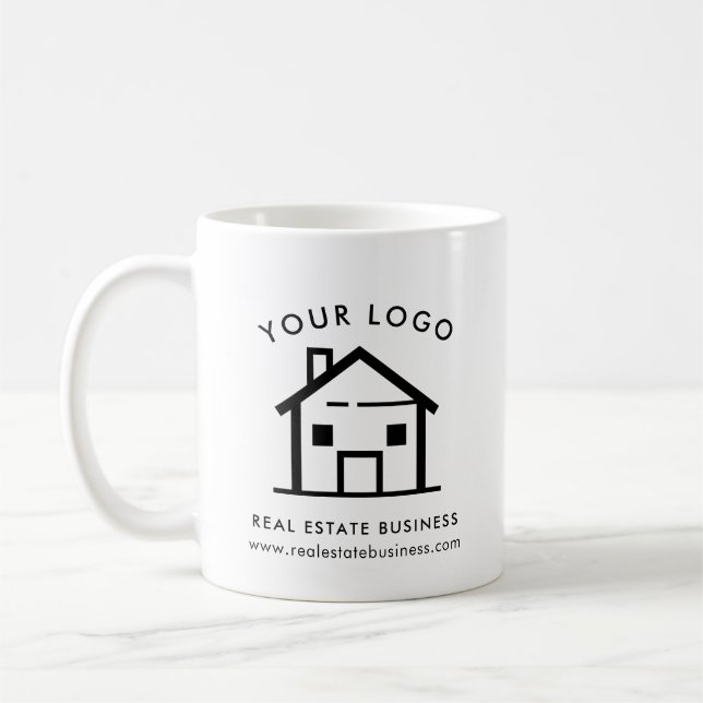 Simple Real Estate Business Logo Promo Custom Coffee Mug (Left)