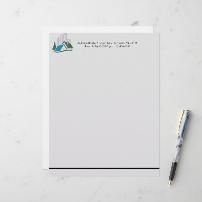 Simple Real Estate Custom Letterhead (Front/Back In Situ)