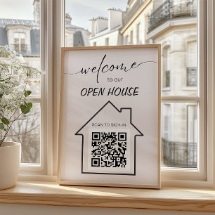 Simple Real Estate Open House Sign In QR Code Flyer