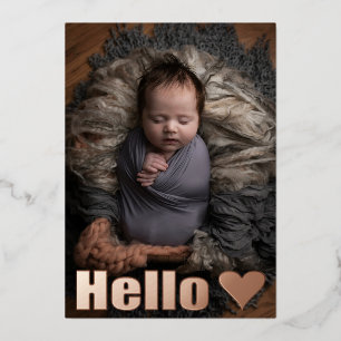 Simple Real Rose Gold Photo Baby Announcement