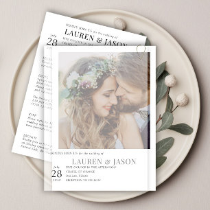 Simple Real Vellum Overlay Photo Wedding Details Invitation