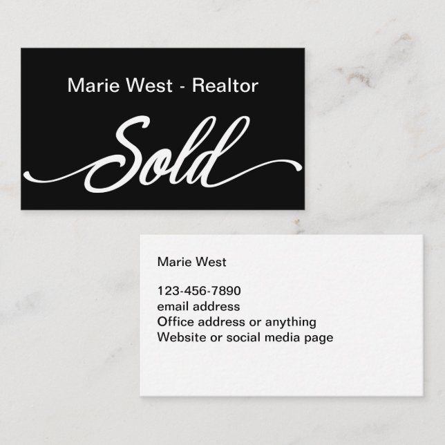 Simple Realtor Sold Theme Business Cards (Front/Back)