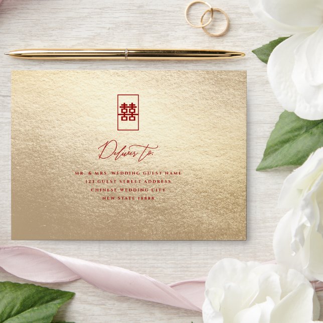 Simple Rectangle Double Happiness Chinese Wedding Envelope (Wedding)