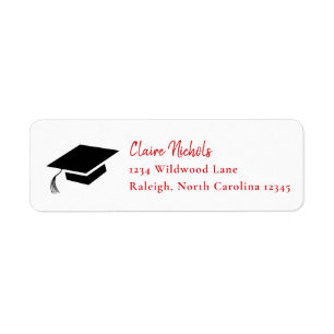 Simple Red and Black Graduation Return Address Label
