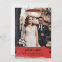 Simple red and black wedding invitation