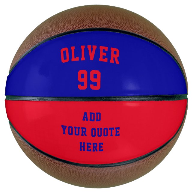 Simple Red and Blue Name Number Quote  Basketball (Front)