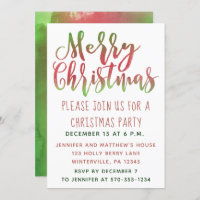 Simple Red and Green Christmas Party Invites