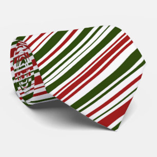 Simple Red and Green Stripes Christmas Tie