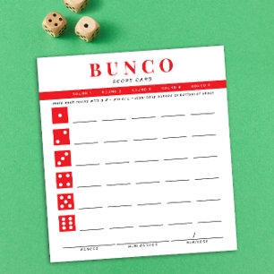 Simple Red and White Bunco Score Card Notepad
