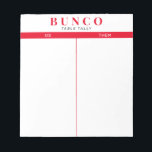 Simple Red and White Bunco Table Tally Notepad<br><div class="desc">Toss a sheet on each table for the person keeping tally of the score and streamline your Bunco game with these ready to go and easy to use tear off tally sheets with two blank columns and red accents.</div>