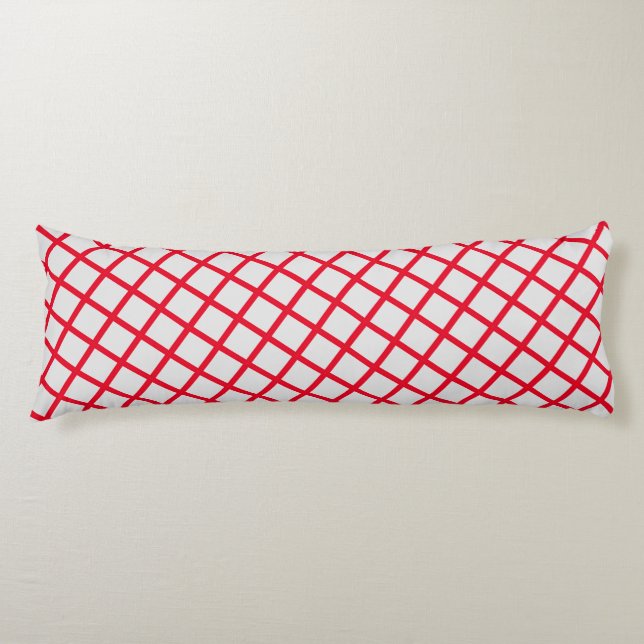 Simple Red and White Diamond  Body Cushion (Front)