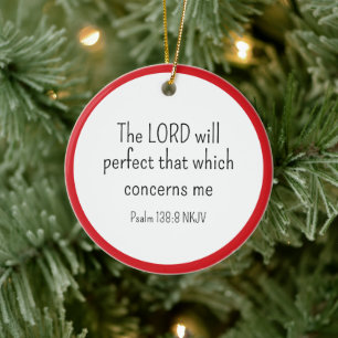 Simple Red and White Faith in God Bible Verse Ceramic Ornament