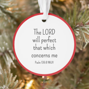 Simple Red and White Faith in God Bible Verse Ornament
