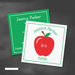 Simple Red Apple Tutor Square Business Cards