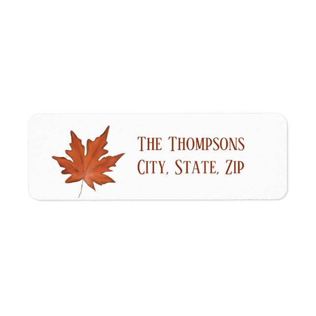 Simple Red Autumn Maple Leaf Return Address Label (Front)