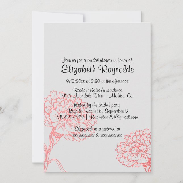 Simple Red & Black Bridal Shower Invitations (Front)