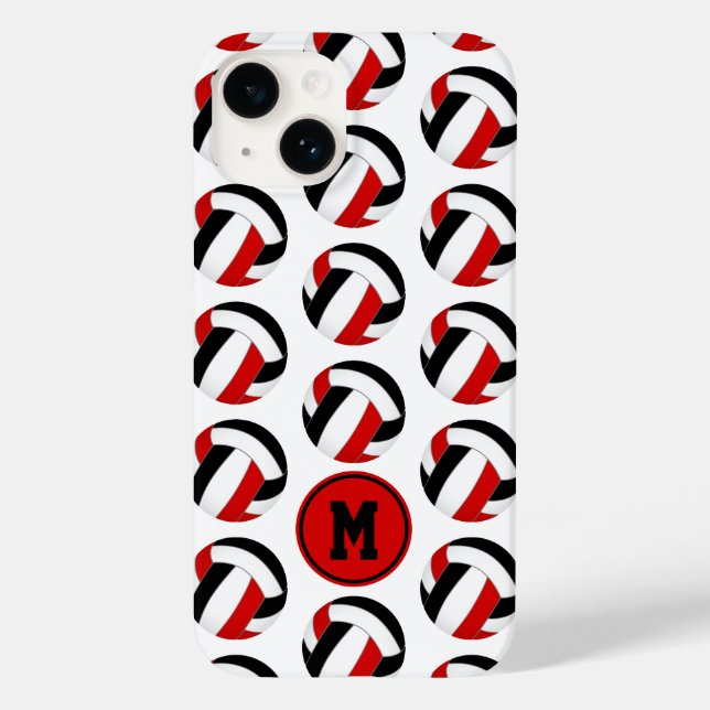 simple red black volleyballs pattern monogrammed Case-Mate iPhone case (Back)