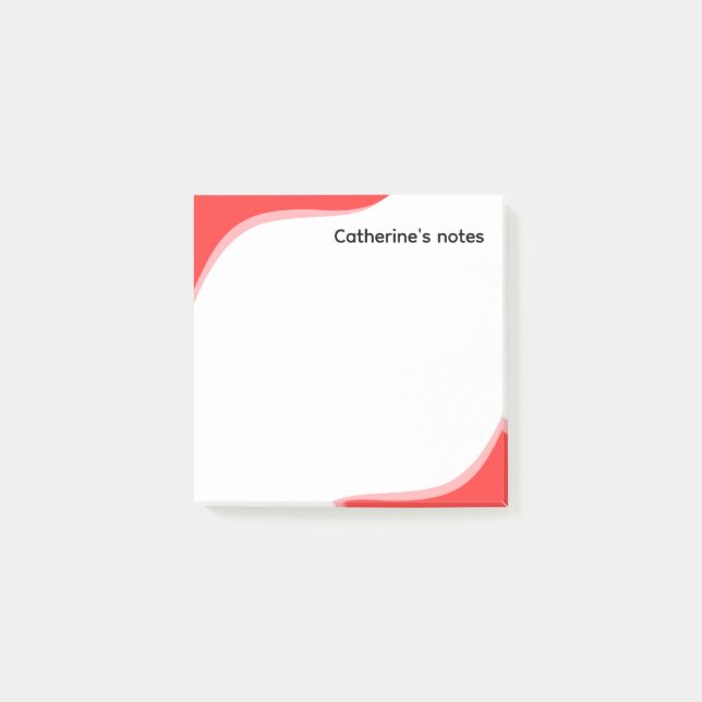 Simple red & black waves customisable post-it notes (Front)