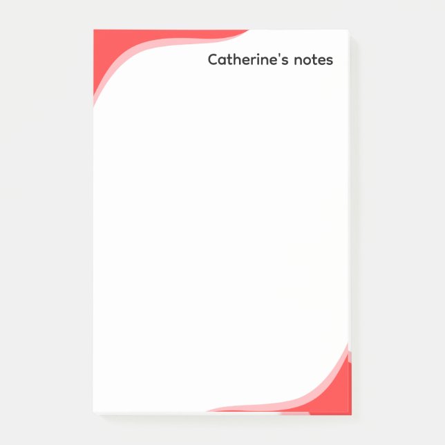 Simple red & black waves customisable post-it notes (Front)