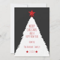 Simple Red Black White Glitter Star Tree Christmas