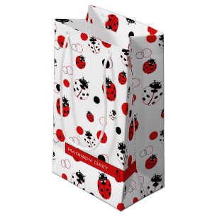 Simple Red, Black & White Ladybug Pattern Small Gift Bag