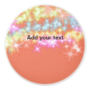 Simple red blue green sparkle stars add your text  ceramic knob