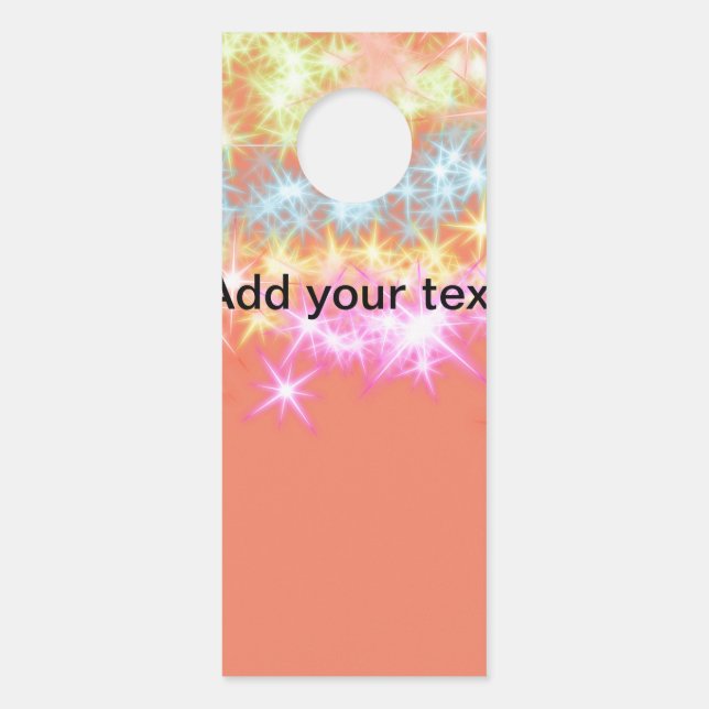Simple red blue green sparkle stars add your text  door hanger (Front)