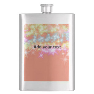 Simple red blue green sparkle stars add your text hip flask