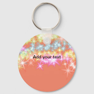 Simple red blue green sparkle stars add your text key ring