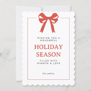 Simple Red Bow Holiday Card