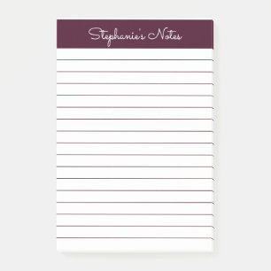Simple Red Brown Lined Personalized Post-it Notes
