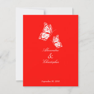 Simple Red Butterflies Wedding Announcement