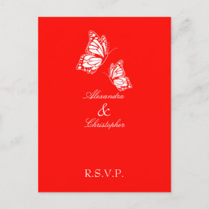 Simple Red Butterfly RSVP Invitation Postcard