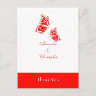 Simple Red Butterfly Thank You Postcard