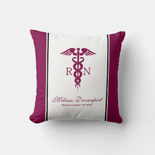 Simple Red Caduceus Nurse Cushion