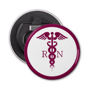 Simple Red Caduceus Nurse Medical Symbol Bottle Opener