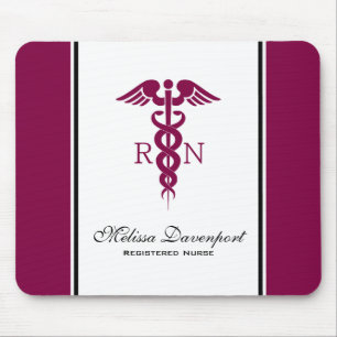 Simple Red Caduceus Registered Nurse RN Symbol Mouse Pad