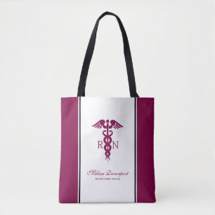 Simple Red Caduceus Registered Nurse RN Symbol Tote Bag